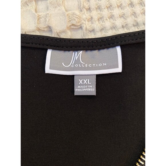 JM Collection Black Blouse Plus Size XXL Top  + Stretch Gold Zipper Pullover - Picture 7 of 11